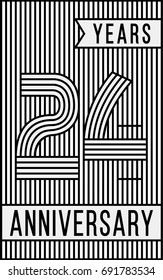24 years anniversary logo. Vector and illustration. Line art anniversary design template.