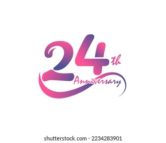 24 years anniversary logotype. 24th Anniversary template design for Creative poster, flyer, leaflet, invitation card