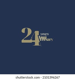 24 years anniversary logotype with modern minimalism style. Vector Template Design Illustration.