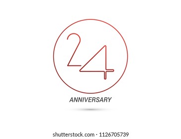 24 Years Anniversary logotype with rounded and simple red colored font numbers isolated on white background for company celebration event, birthday
