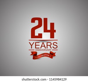24 years anniversary logotype simple design with red ribbon for celebration purpose