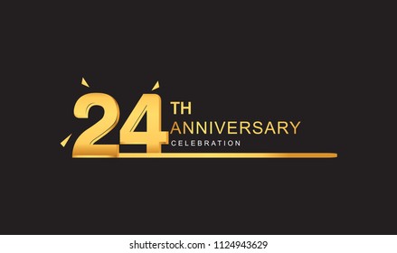 24 years anniversary logotype with single line golden and golden confetti for anniversary celebration
