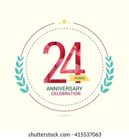 24 Years Anniversary with Low Poly Design and Laurel Ornaments
