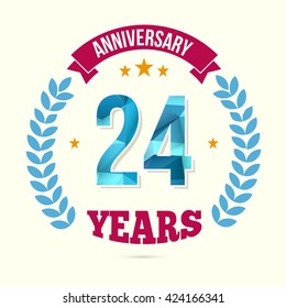 24 Years Anniversary with Low Poly Design and Laurel Ornaments