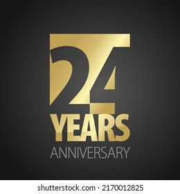 24 Years Anniversary negative space numbers gold black logo icon banner