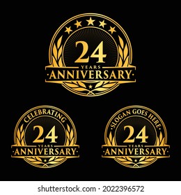 24-jähriges Bestehen. 24. Kollektion des Feierlichen Logos. Vektorgrafik und Illustration. 