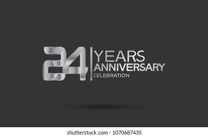 24 years anniversary silver design for celebration event isolated on black background 
