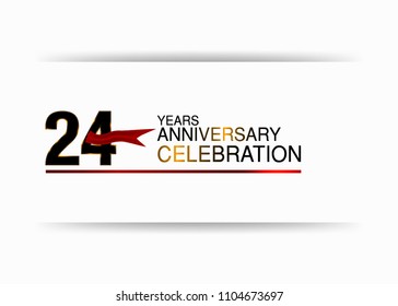 24 years anniversary simple black colored number  design with red ribbon isolated on white background for celebration