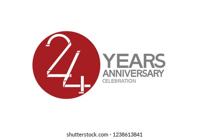 24 years anniversary simple design with big red circle for celebration event