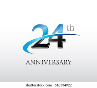 24 years anniversary Template logo with swoosh