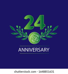 24 años. Tarjeta de saludo decorativa floral para celebración