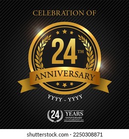 24 years celebration anniversary logo vector isolated on black background