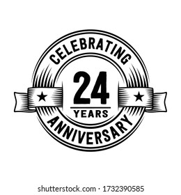 Plantilla de diseño de logotipo de 24 años. Vector e ilustración del 24º aniversario.