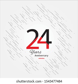 24 years old celebrating classic logo. Colored happy anniversary template numbers. Greetings celebrates. Traditional framed digits of ages. Special prize, % off, O or 0. Card's or label's idea.