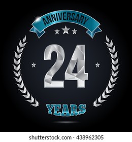 24 Years Silver anniversary logo, low poly design number
