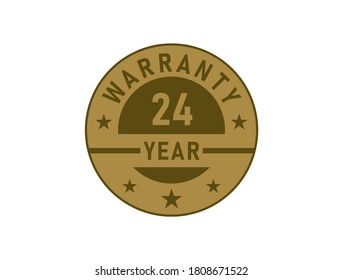 24 years warranty golden badges isolated on white background. Warranty label