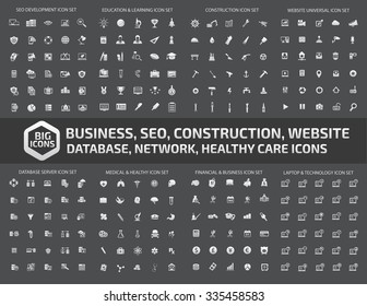 240 Big icon set,SEO Development,Education,Learning,Construction,Website,Database,Network, Medical,Health care,Finance,Business,Laptop, technology icons,clean vector