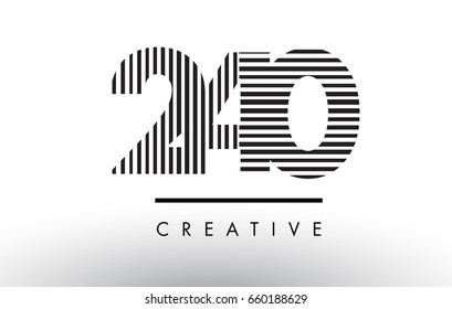 240 Black and White Number Logo Design with Vertical and Horizontal Lines.