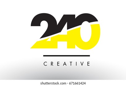 240 Black and Yellow Number Logo Design cut in half.