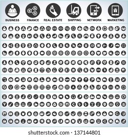 240 Icon Of Business, Finance, Real Estate, Shipping, Network And Marketing, Simple Vector Set