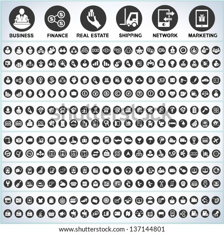 240 icon of business, finance, real estate, shipping, network and marketing, simple vector set