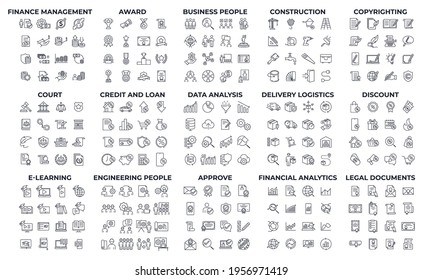 240 modern thin line icons. High quality pictograms. Linear icons set of Award, Business People, construction, etc symbol template for graphic and web design collection logo vector illustration