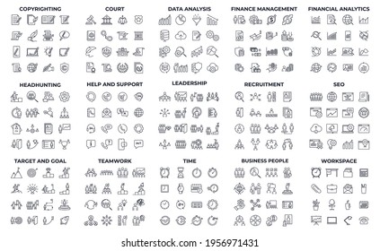 240 modern thin line icons. High quality pictograms. Linear icons set of Copyrighting, Data analysis, finance management, etc symbol template for graphic and web design collection logo vector