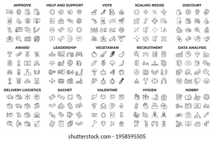 240 modern thin line icons. High quality pictograms. Linear icons set of hygiene, leadership, Recruitment, etc symbol template for graphic and web design collection logo vector illustration