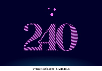 240 number digit logo pink line stripes magenta purple blue font creative text dots company vector icon design