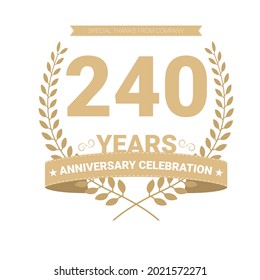240 years anniversary vector icon, logo. Graphic design element with number and text composition for 240th anniversary