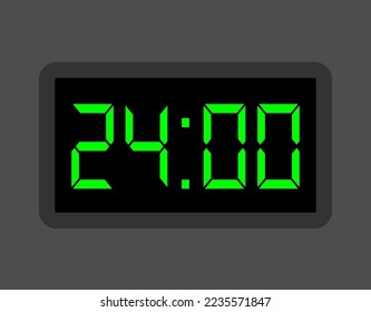 24:00 hours digital clock. Alarm clock design for schedule. Timer icon with digital numbers for appointments and business