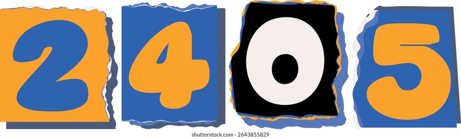 2405 Retro torn paper number Design art