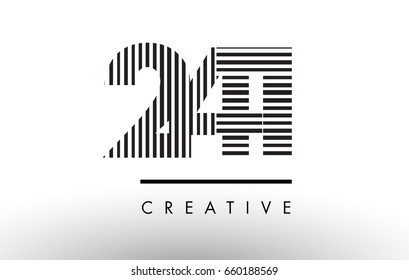 241 Black and White Number Logo Design with Vertical and Horizontal Lines.