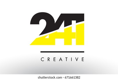 241 Black and Yellow Number Logo Design cut in half.