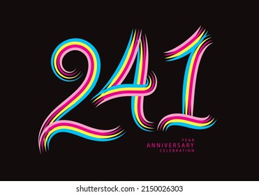 241 number design vector, graphic t shirt, 241 years anniversary celebration logotype colorful line, 241th birthday logo, Banner template, logo number elements for invitation card, poster, t-shirt.