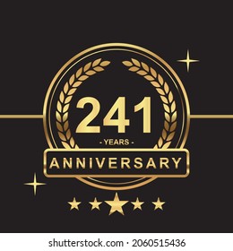 241 years anniversary golden color with circle ring and stars isolated on black background for anniversary celebration event luxury gold premium vector