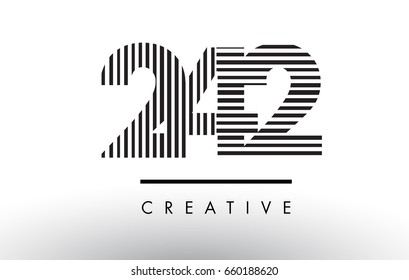 242 Black and White Number Logo Design with Vertical and Horizontal Lines.