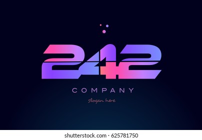 242 pink blue purple number digit numeral dots creative company logo vector icon design template