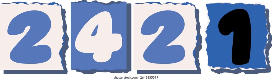 2421 Retro torn paper number Design art