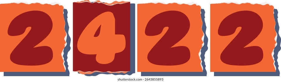 2422 Retro torn paper number Design art