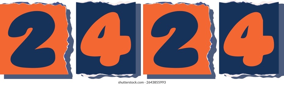 2424 Retro torn paper number Design art