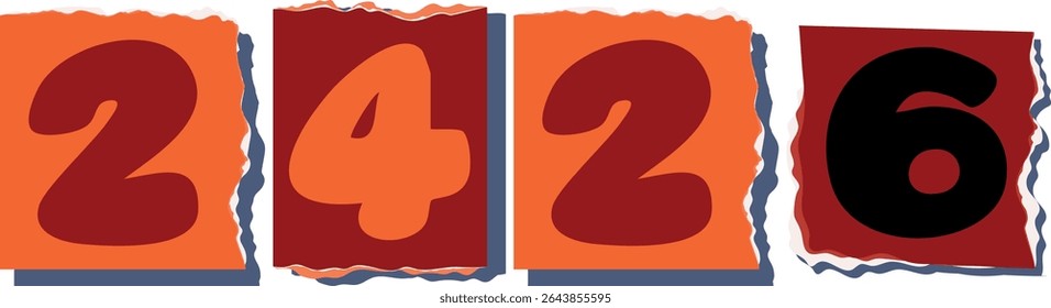 2426 Retro torn paper number Design art