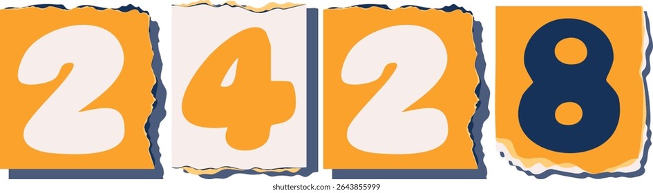2428 Retro torn paper number Design art