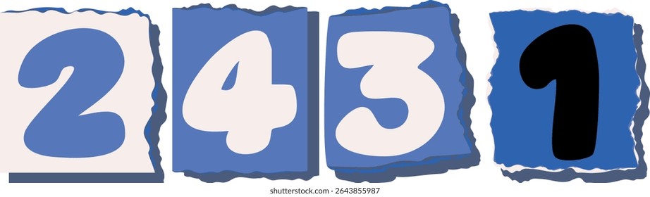 2431 Retro torn paper number Design art