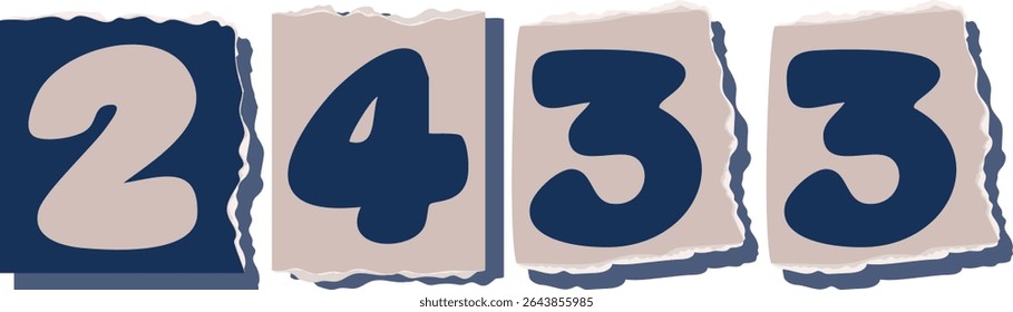 2433 Retro torn paper number Design art
