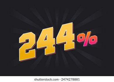 244% discount banner with dark background and yellow text. 244 percent sales promotional design.