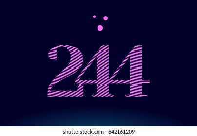 244 number digit logo pink line stripes magenta purple blue font creative text dots company vector icon design