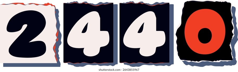 2440 Retro torn paper number Design art