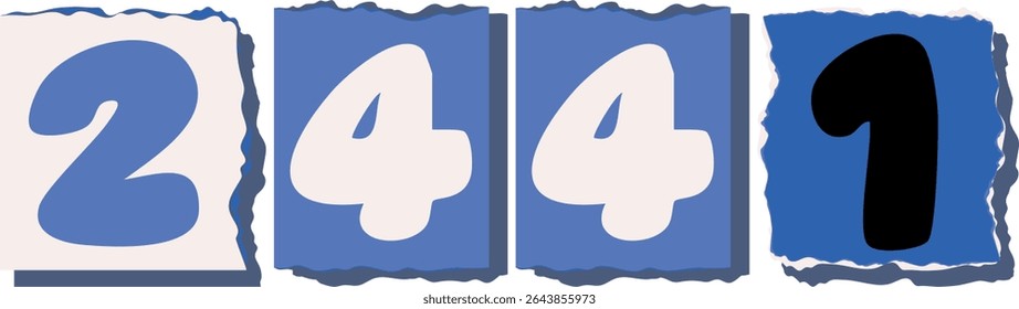 2441 Retro torn paper number Design art
