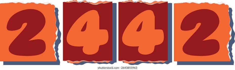 2442 Retro torn paper number Design art